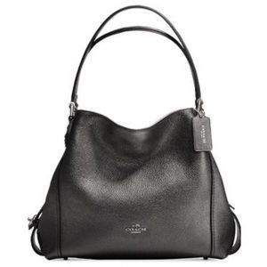 COACH METALLIC GRAPHITE LEATHER EDIE HANDBAG